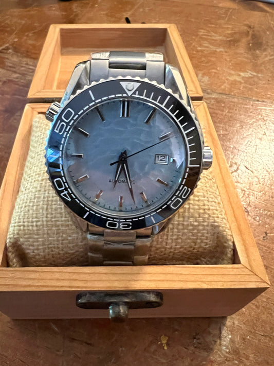 Black Bezel, Light Blue Dial Dive Watch
