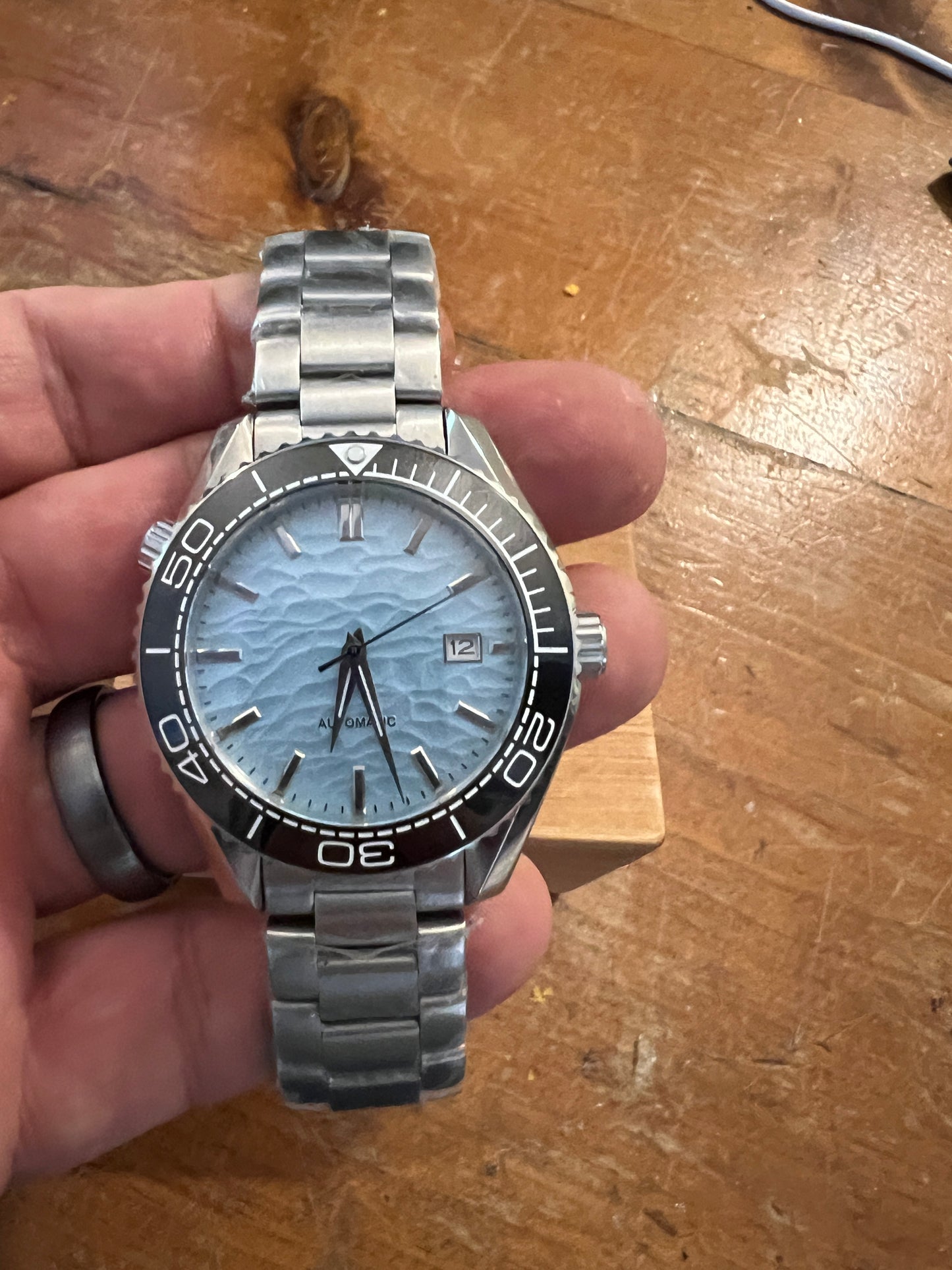 Black Bezel, Light Blue Dial Dive Watch