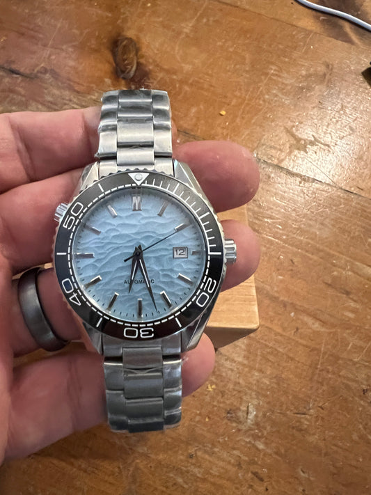 Black Bezel, Light Blue Dial Dive Watch